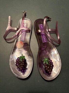 Katy Perry Collections Purple Jelly Sandals with Grape Appliqués